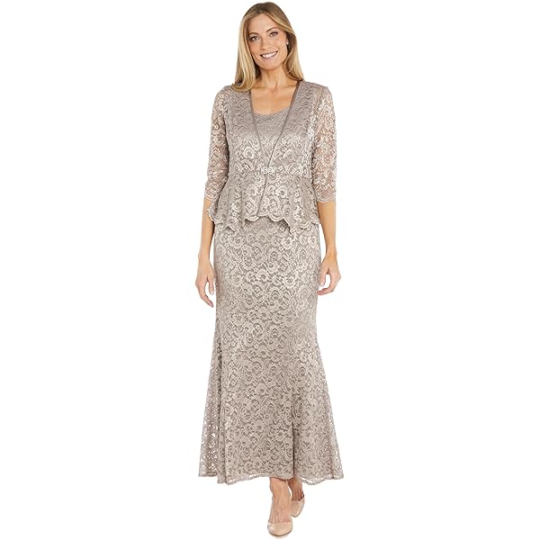 Amazon.com: R&M Richards Women's Long Glitter Lace 2-Piece